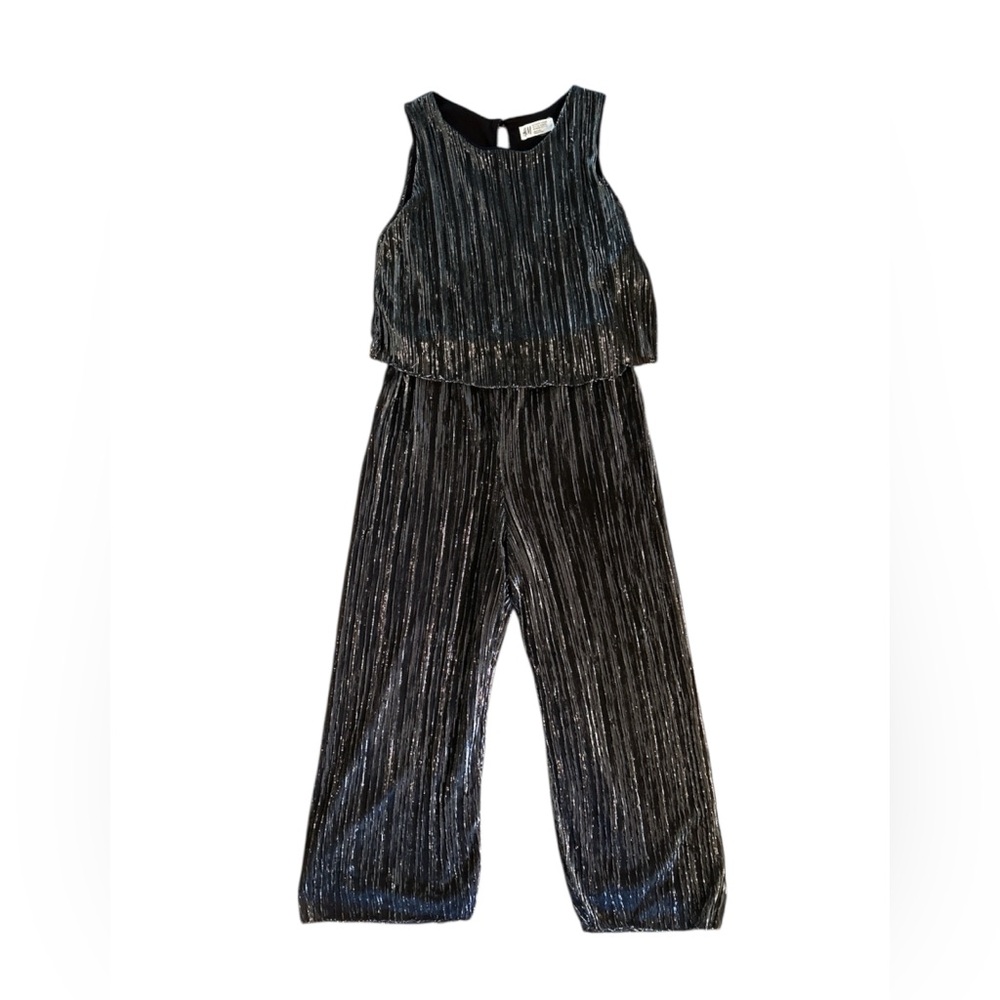 H&M Girls Shimmering Metallic Black Sleeveless Jumpsuit